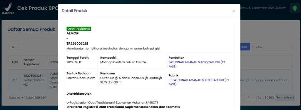 bpom jamu Almori